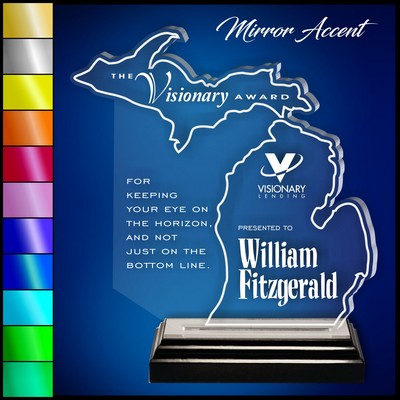 11" Michigan Clear Acrylic Award with Mirror Accent