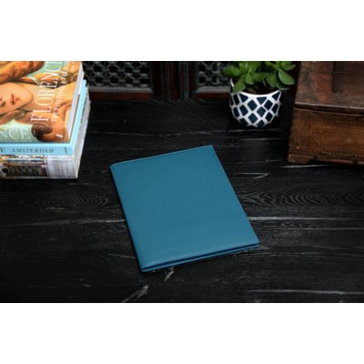 Large Smooth Calf Leather Executive Padfolio - Ocean Blue - Borlino