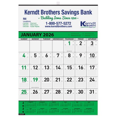 Contractor 13-Month Calendar w/2 Color Imprint (18"x25")
