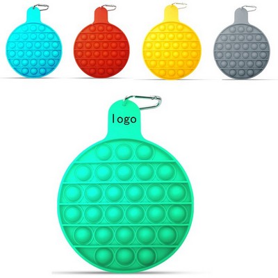 Push Pop Round Stress Reliever Toy with Carabiner