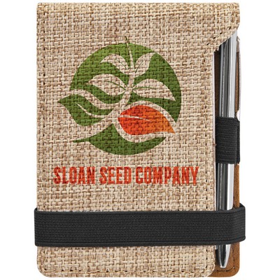 Burlap Mini Notepad with Pen, 3 1/4" x 4 3/4"