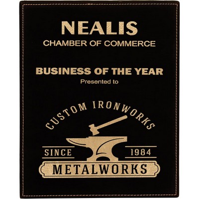 10-1/2" x 13" Black-Gold Laserable Leatherette Plaque