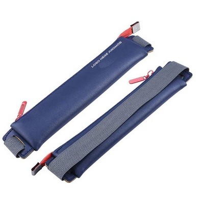 PU Leather Pencil Pocket Case w/Elastic Band Holder