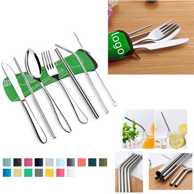 7 Piece Stainless Steel Flatware Set w/Pouch