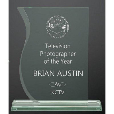 Corporate Wave Front Glass Award, 7 1/2"H