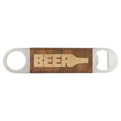 1 1/2" x 7" Rustic/Gold Leatherette Bottle Opener