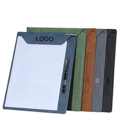 PU Leather Magnetic Office Clipboard with Pen Holder