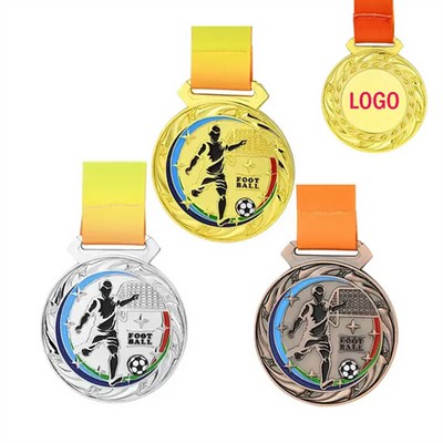 Custom 3D Gold Competition Medal with Personalized Lanyard
