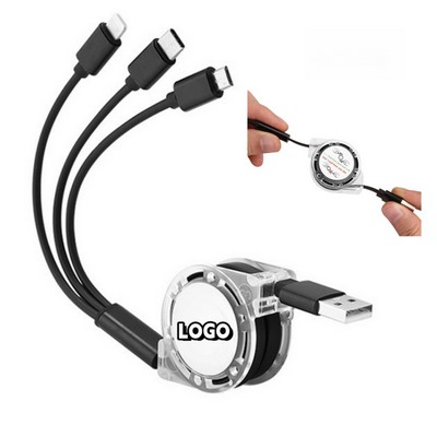 Three-In-One Retractable Data Cable