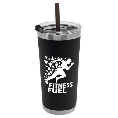 Garyline® Insulated Stainless Steel Tumbler with Straw - 18 oz.
