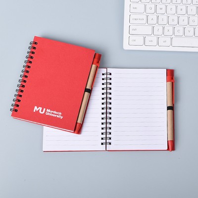 Mini Spiral Notebook With Recycled Pen - 4x5