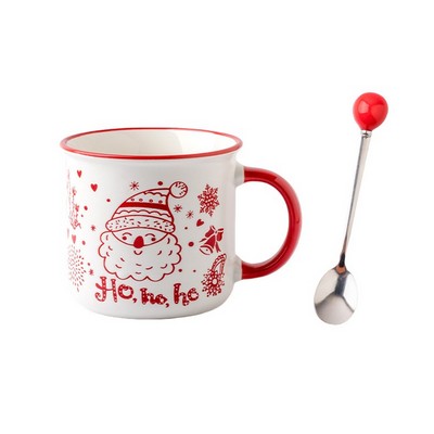 12oz Printed Christmas Mug w/ Spoon - Santa Claus