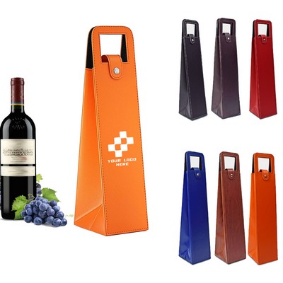 Reusable Leather Wine Tote Bag
