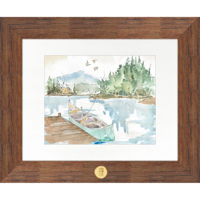 "Lake House I" Art Print W/ Silver Medallion