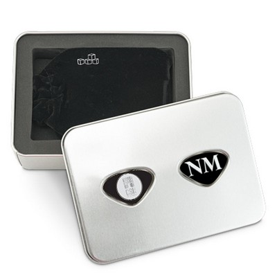 Tin Gift Box With Whiskey Rocks W/ Silver Medallion