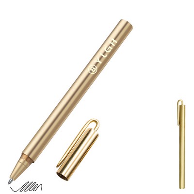Round Brass Rod Barrel Pen With Tail Clip Cap