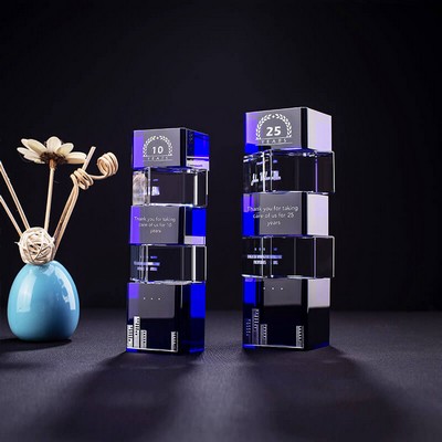 Twilear Crystal Blue Award (6.9" x 2" x 2")