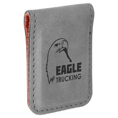 1.75" x 2.5" Gray Leatherette Money Clip