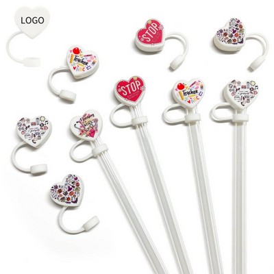 Heart Silicone Straw Caps ( Customizable Dustproof Glass Straw Covers)