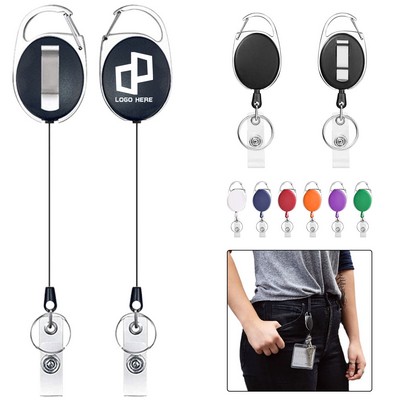 Retractable Badge Holders Clips W/ Carabiner