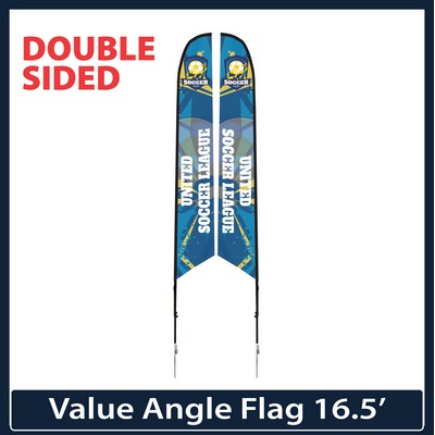 Value 16.5' Angle Flag - Double Sided w/Spike Base and Carry Bag