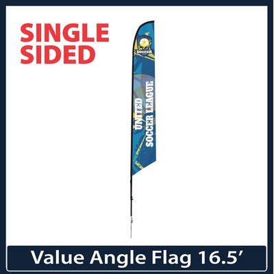 Value 16.5' Angle Flag - Single Sided w/Spike Base and Carry Bag