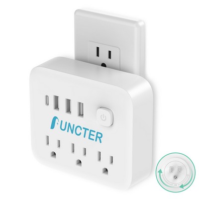 7 In 1 Multi Wall Outlet Splitter w/ 180° Rotating Plug