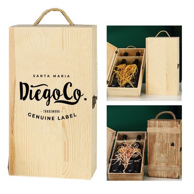 Vintage Double Wooden Wine Box
