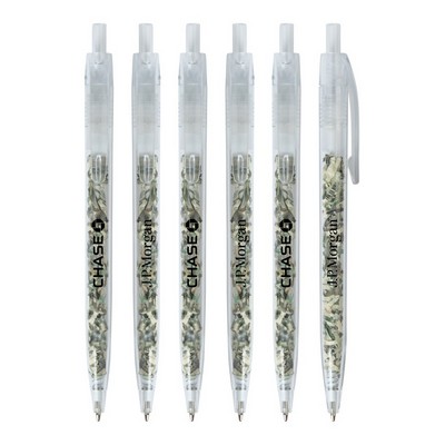 Union Printed - US Currency Filled Translucent Clicker - Money Pens - with 1-Color Logo