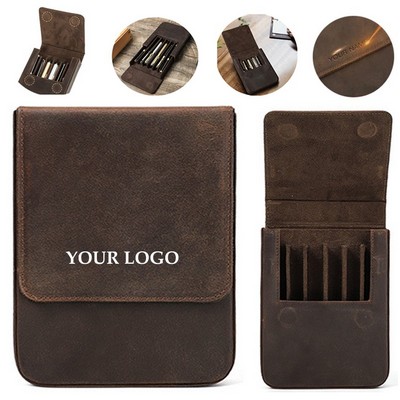 Six-seat Leather Pen Case