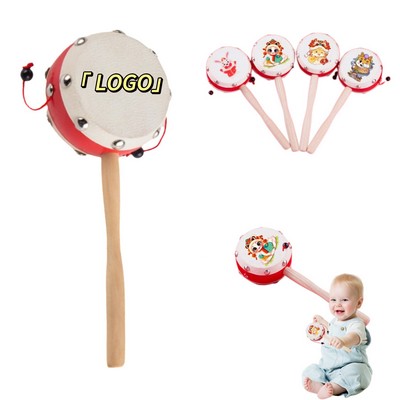 Wooden and Sheepskin Rattle