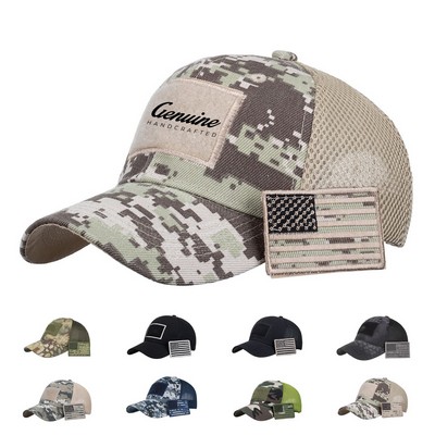 American Flag Patched Outdoor Sun Baseball Cap