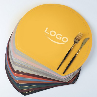 Half Round Leather Dining Mat.