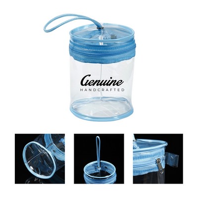Transparent PVC Cylinder Drawstring Bag