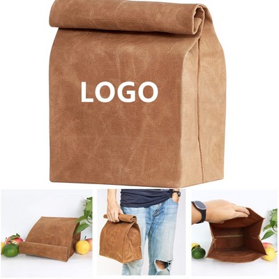 Waxed Canvas Resusable Lunch Bag.