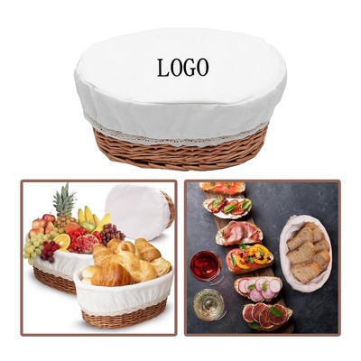 Classic Rattan Picnic Basket with Fabric-Lined Lid