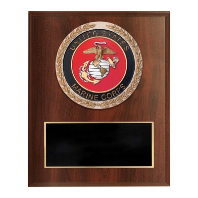 Dark Cherry Finish with U.S. Marine Corps Cast Stone Resin Plaque Mount (6"x 8")