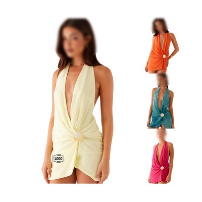 Sexy V-Neck Backless Mini Dress