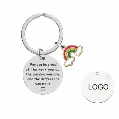Rainbow Pride Keychain – 1" Stainless Steel Inspirational Gift for Teens & Pride Celebrations