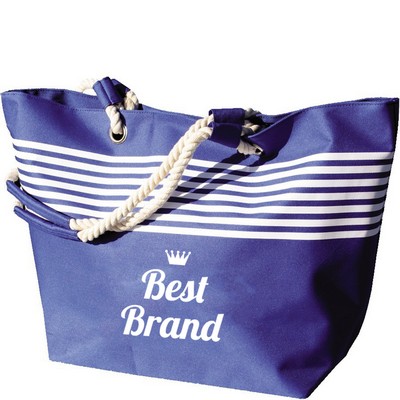 Canvas Striped Beach Tote Bag