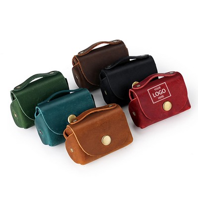 Leather Triangle Coin Key Pouch