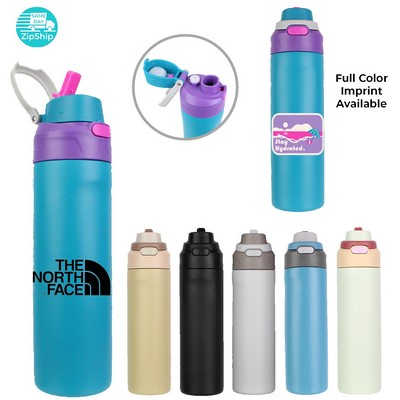 24 oz Double-Wall Stainless Steel Bottle with 2-in-1 Lid