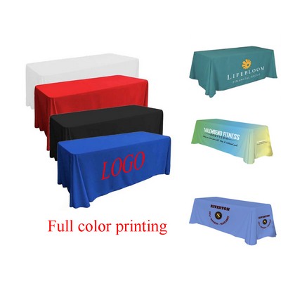 6' Custom 4 Sided Full Color Printed Polyester Rectangular Tablecloth
