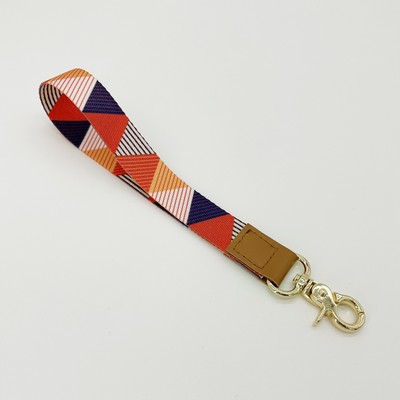 Geometric Colorful Leather Buckle Lanyard Short