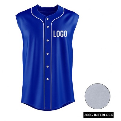 Men's Interlock Front Full-Button Sleeveless Baseball Jersey
