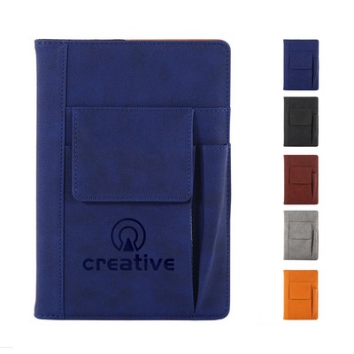 Multi-Function Business A5 Notebook With Phone Pocket
