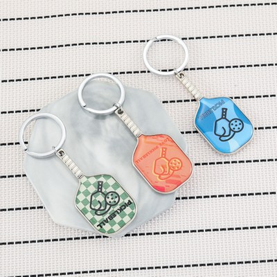 Metal Pickleball Racket Key Chains