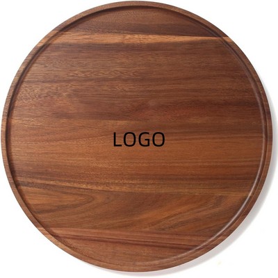 13.8" Round Acacia Wood Serving Tray & Charcuterie Platter