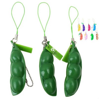 Bean-Shaped Silicone Squeeze Keychain