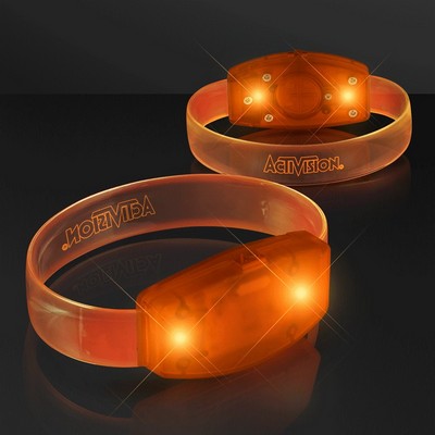 Laser Engraved - Orange "Galaxy Glow" LED Wrist Band Bracelets, Patent Pending - PRINTED